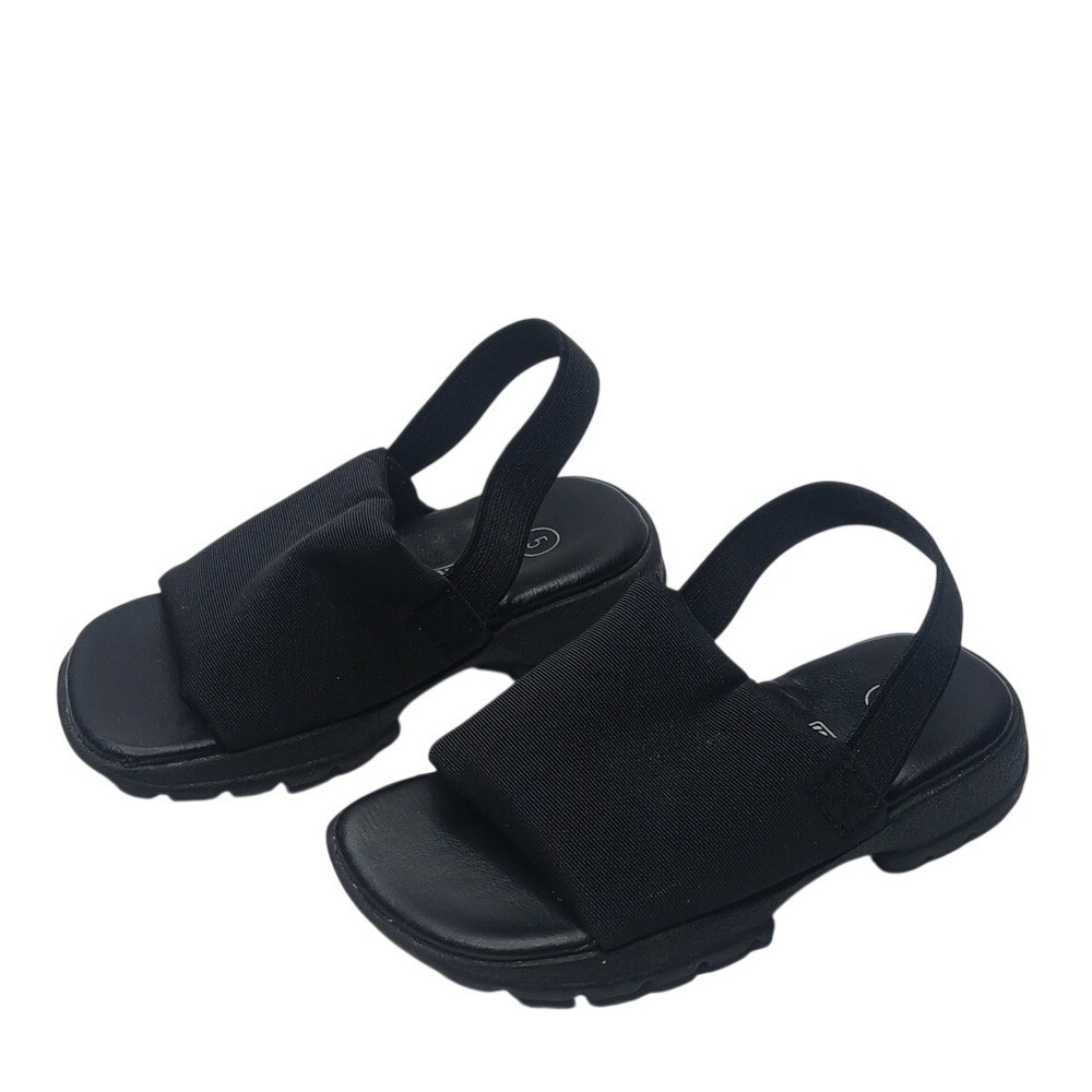 Smart Sandals Kids 5 Black Elastic Slingback Fabric‎ Upper Lug Sole Slides